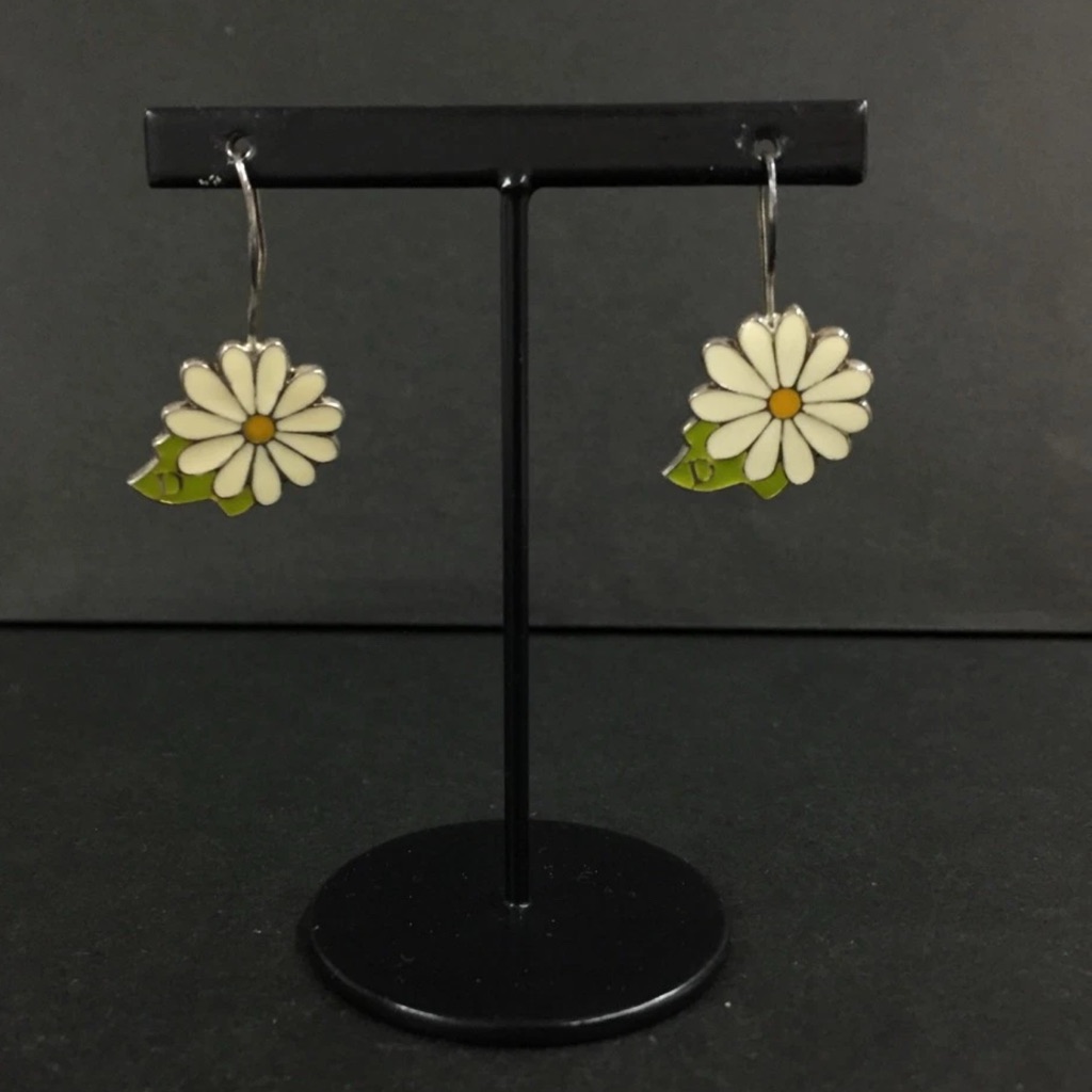 Dior + Galliano Daisy Flower Earrings Sterling Silver